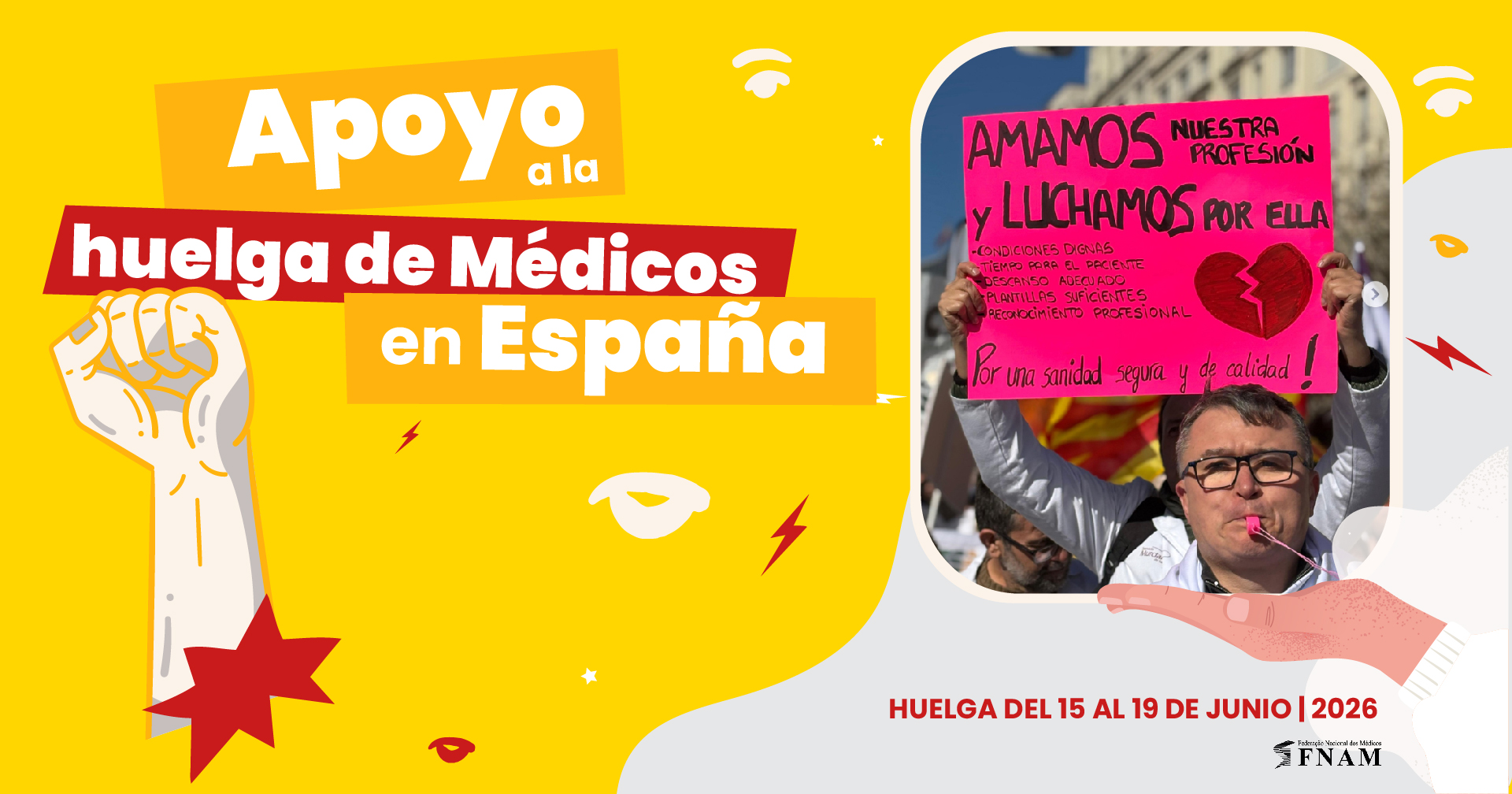 Solidaridad de la FNAM con la huelga médica en España
